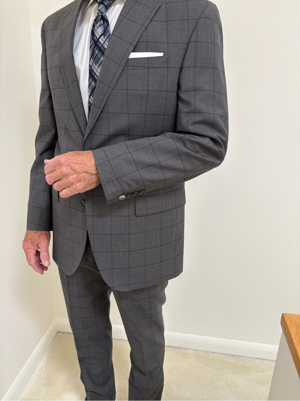 Gray Windowpane Men's Suit Blazer - Classic Tailored Fit from LANZA